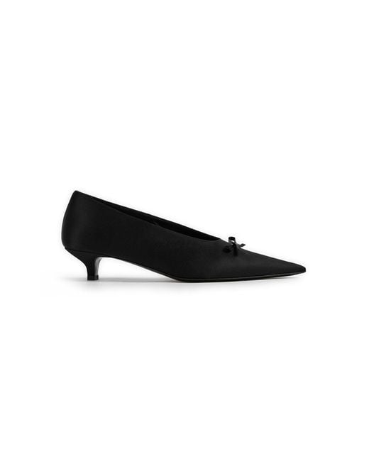 Totême Black Sharp Bow Satin Kitten Pumps