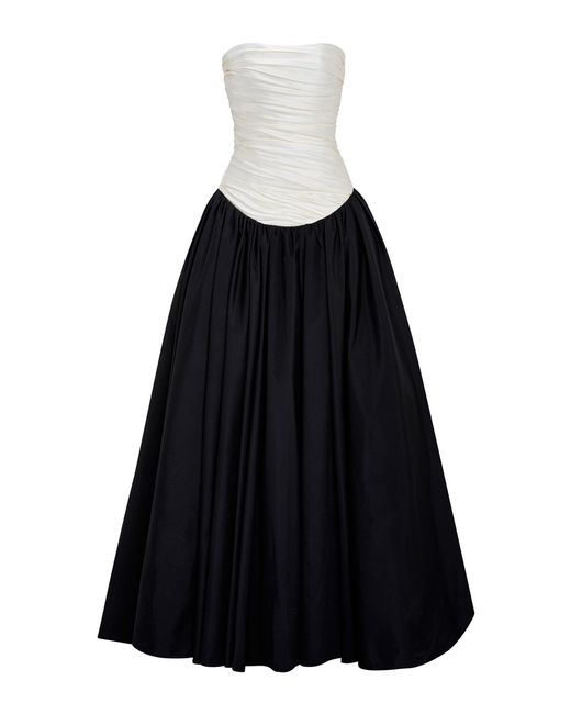 Marmar Halim Black Drop-Waist Silk-Taffeta Gown