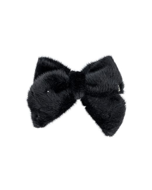 Alexandre De Paris Black Noctambule Crystal Faux Fur Bow Barrette