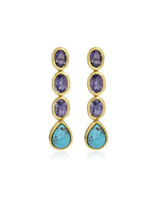 Octavia Elizabeth White Iolite; Drop Earrings