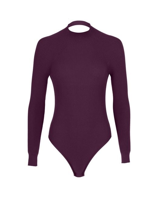 Zeynep Arcay Purple Open-Back Knitted Bodysuit