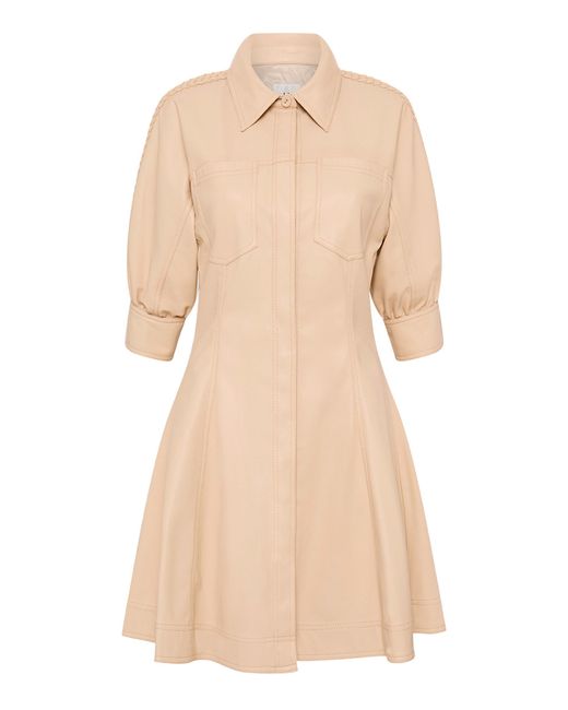 Aje. Natural Flourisher Braided-trim Faux Leather Mini Dress