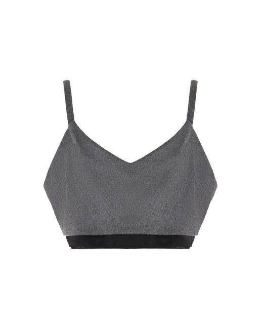Miu Miu Gray Layered Wool-cashmere Crop Top