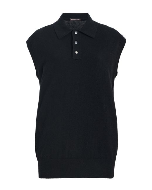 Michael Kors Black Sleeveless Cashmere Polo Top