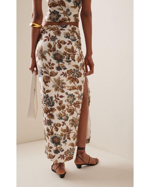 Sir. The Label Natural Eleanora Floral Linen Midi Skirt