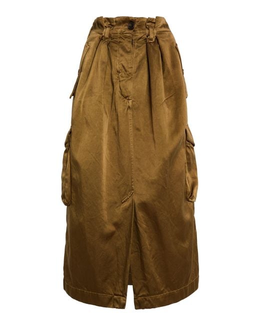 Dries Van Noten Green Savannah Cotton-Blend Midi Skirt