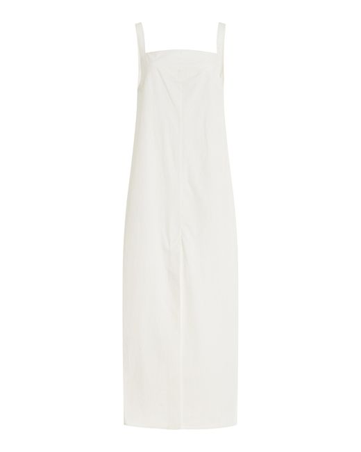 Loulou Studio White Sleeveless Organic Cotton Poplin Maxi Dress
