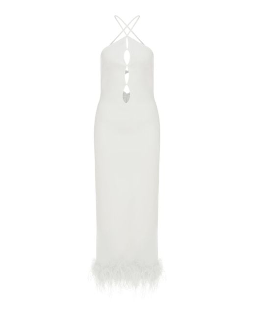 Ila White Gisele Feather-trimmed Sequin Midi Dress
