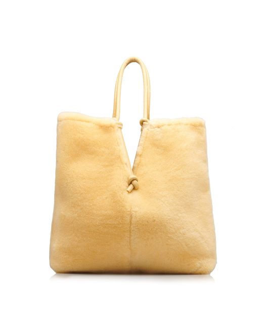 Bottega Veneta Natural Reversible Oversized Shearling Tote Bag