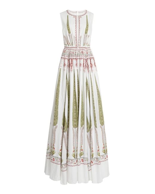 Giambattista Valli White Printed Cotton Poplin Gown