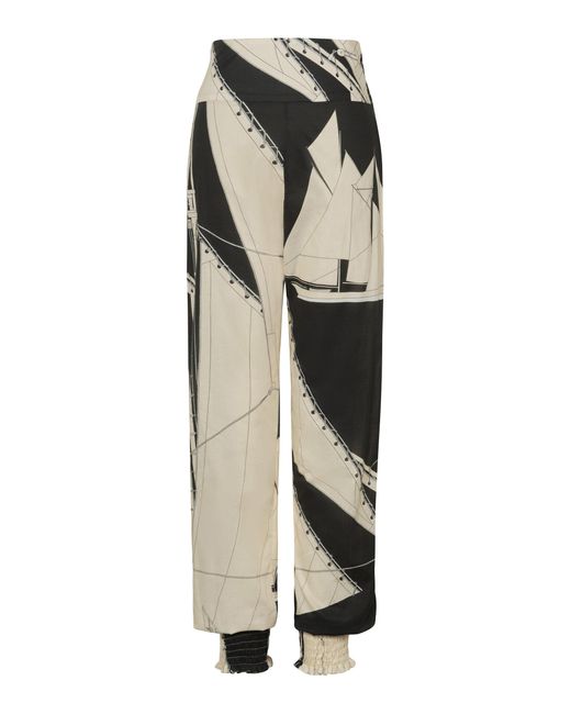 Johanna Ortiz White Speed Queen Printed Cotton Tapered Pants