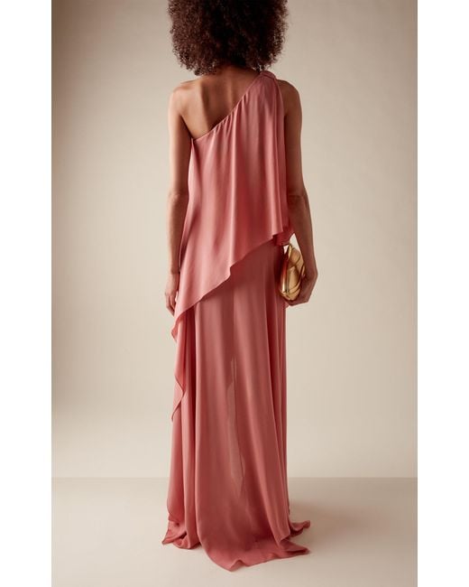 Elie Saab Pink Draped Silk Georgette Gown
