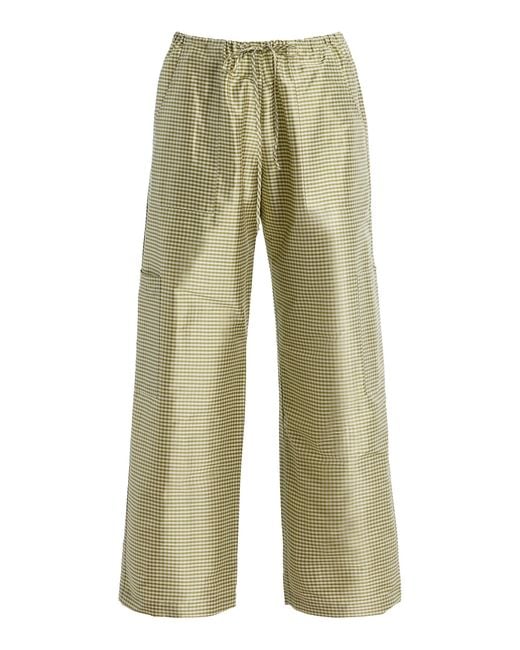 DONNI. Green The Gingham Silk Taffeta Cargo Pants