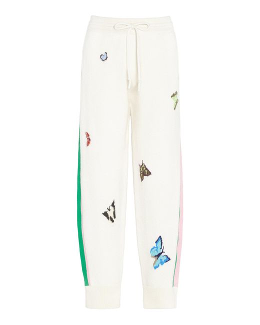 Barrie White X Damien Hirst Butterflies Cashmere Straight-Leg Pants