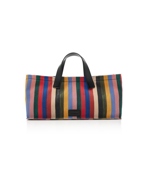 Staud Red Port Striped Canvas Tote Bag