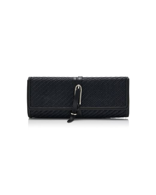 Liffner Black Belted Raffia Clutch