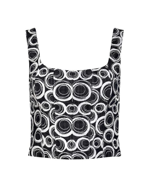 Francesca Miranda Black Exclusive Madena Printed Corset Cotton Top