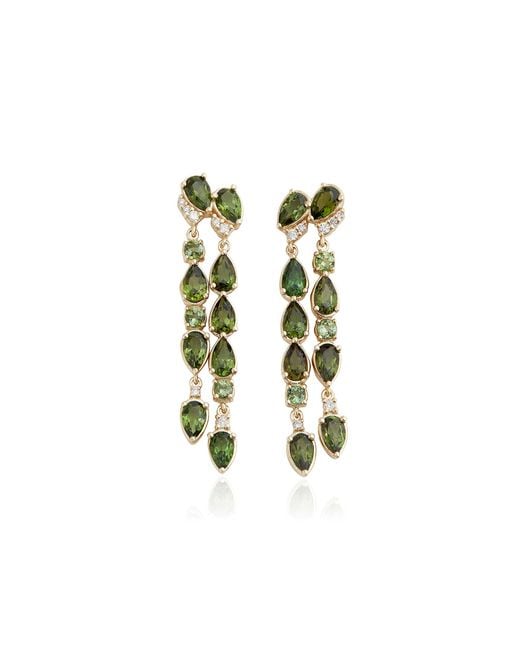 Jamie Wolf Green Asymmetrical 18K Tourmaline And Diamond Earrings