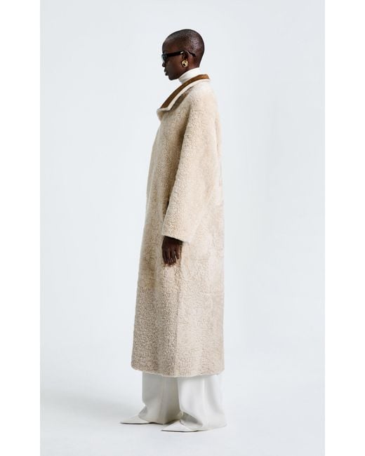 Nour Hammour Brown Birthday Shearling-trimmed Leather Coat