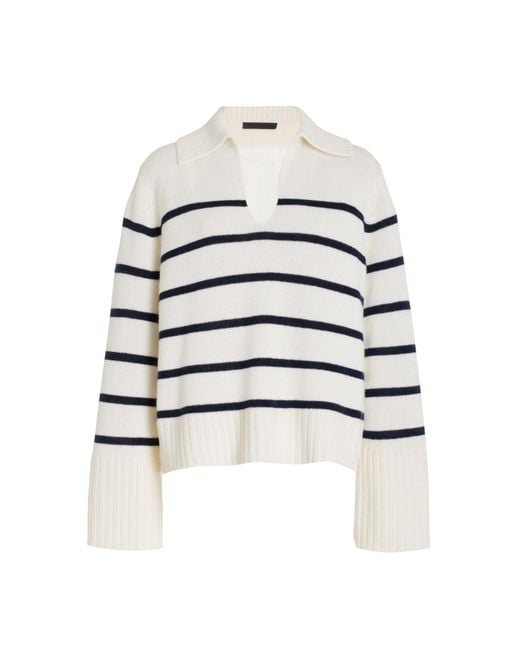 Jenni Kayne White Frances Cashmere Polo Sweater
