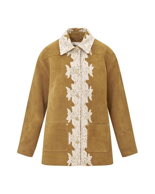 LoveShackFancy Metallic Valin Lacey Suede Jacket