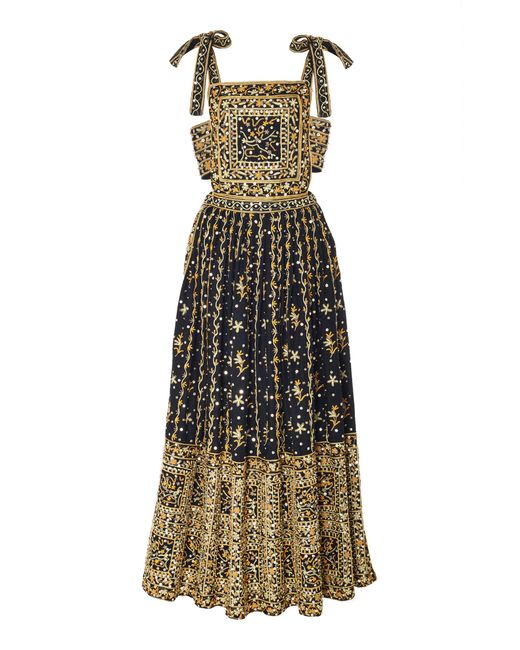 Ulla Johnson Black Nasya Embroidered Linen-cotton Blend Maxi Dress