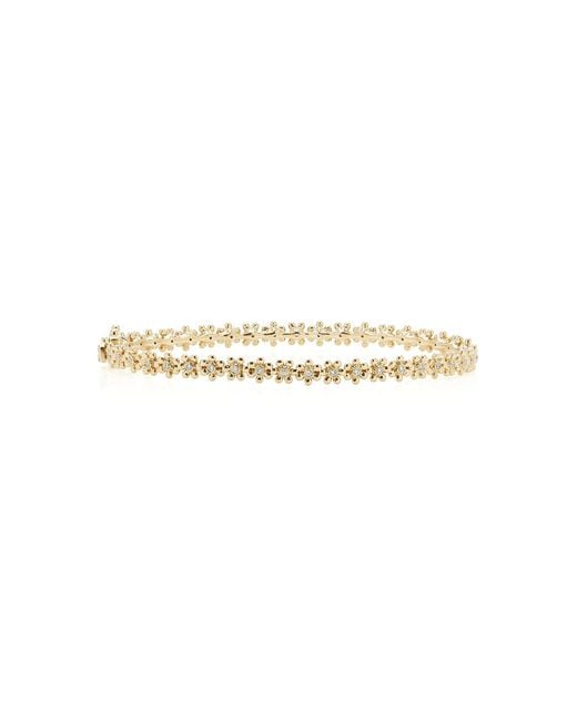 Sydney Evan Metallic Tiny Daisy 14k Gold And Diamond Bangle