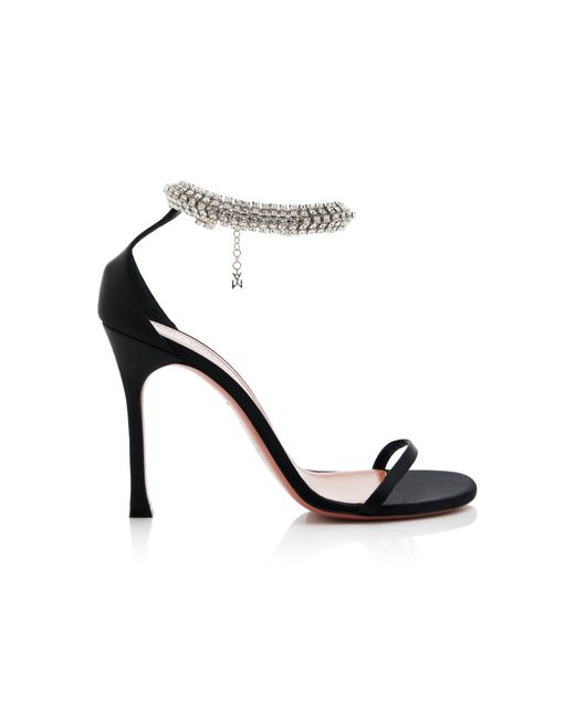 AMINA MUADDI Black Iman Crystal-embellished Satin Sandals