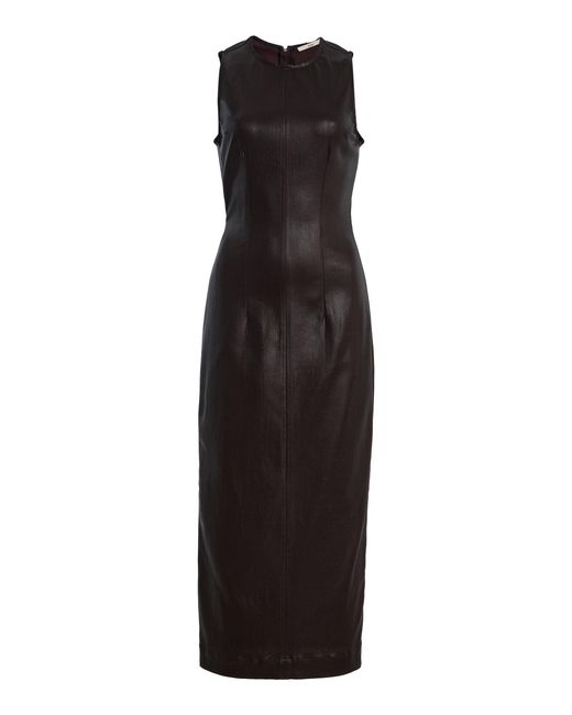 DL1961 Black Esme Midi Instasculpt Wax-Coated Denim Dress