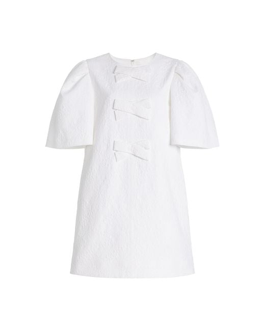 Carolina Herrera White Bow-Detailed Mini Dress