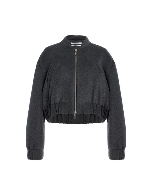 Another Tomorrow Black Wool Bomber Jacket