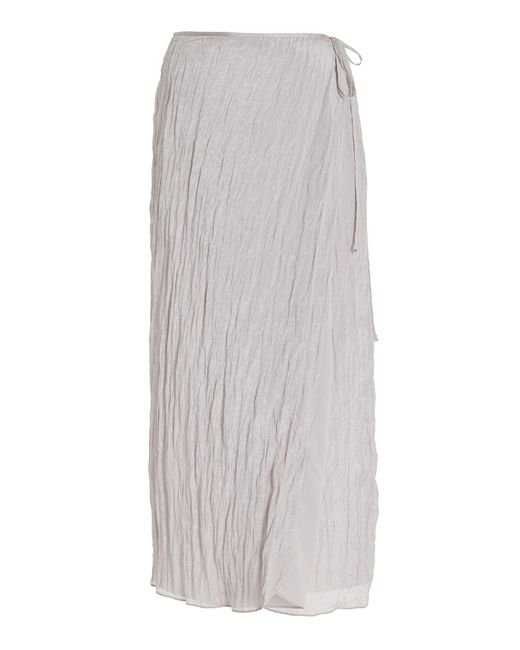 Sir White Exclusive Ligera Crinkled-satin Midi Wrap Skirt