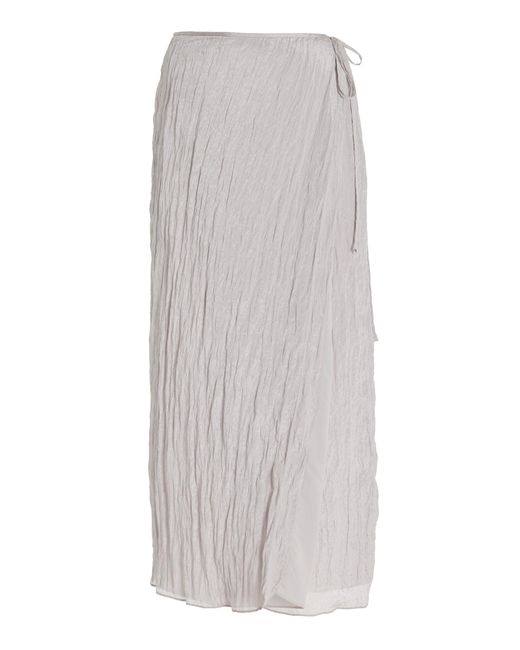 Sir. The Label White Exclusive Ligera Crinkled-satin Midi Wrap Skirt