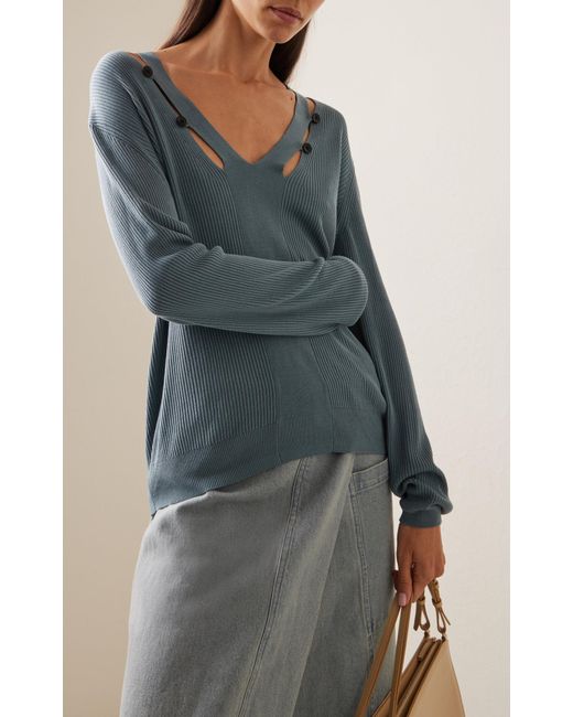 Proenza Schouler Blue Elsie Oversized Button-detailed Knit Sweater