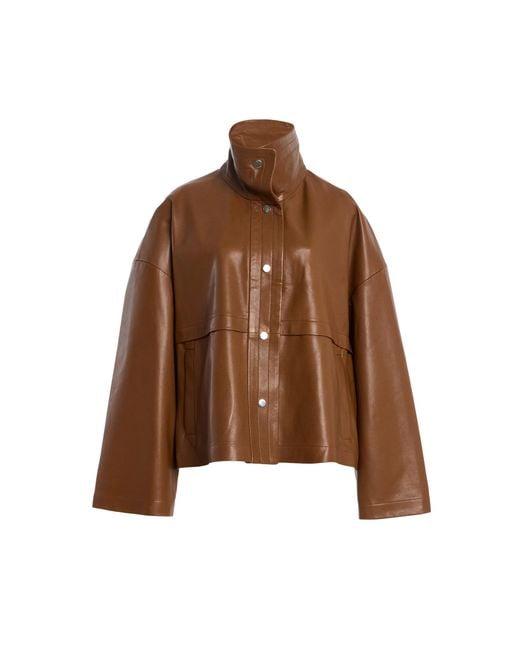 Nour Hammour Brown Park Leather Jacket