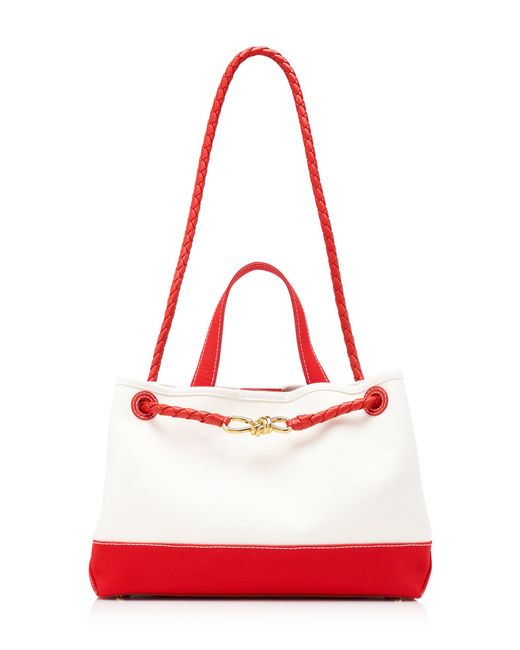 Bottega Veneta Red Andiamo Canvas Tote Bag