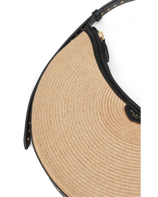 Alaïa Blue One Piece Demi Leather-trimmed Raffia Shoulder Bag