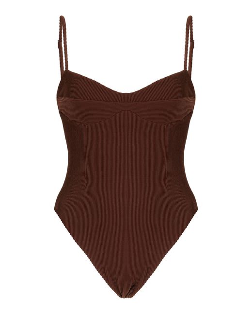 Haight Brown Monica Ribbed One-piece Swimsuit