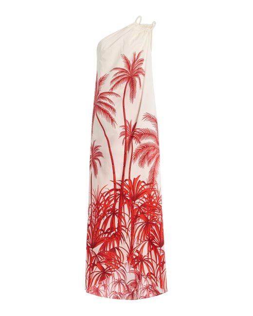 ANDRES OTALORA Red Exclusive Sin Disimulo Draped Crepe One-shoulder Maxi Dress