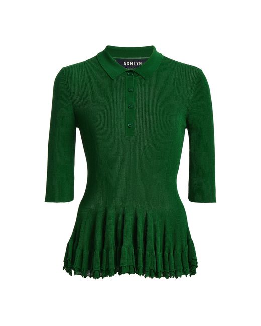 Ashlyn Green Half-Sleeve Knit Polo