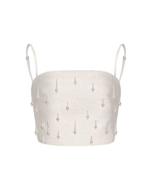 ANDRES OTALORA White Eter Embellished Linen Top