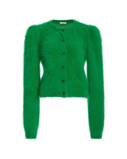 Ulla Johnson Green Aisha Fuzzy Angora-blend Knit Cardigan