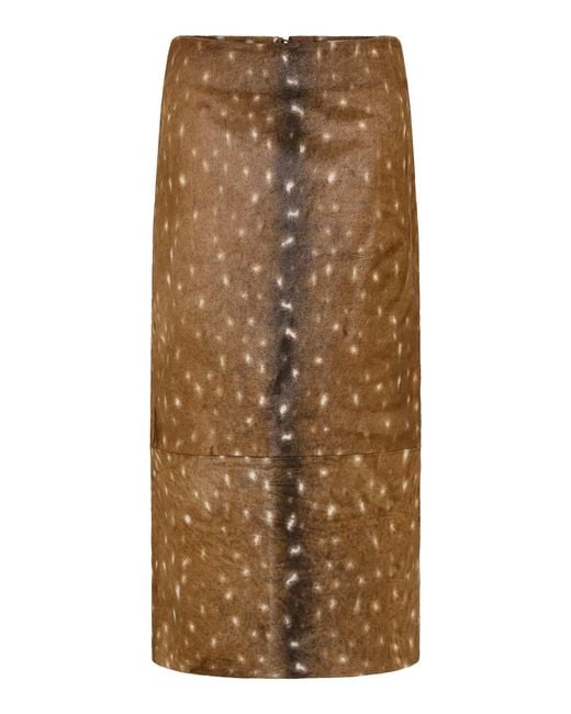 St. Agni Brown Fawn Patterned Leatherpencil Skirt