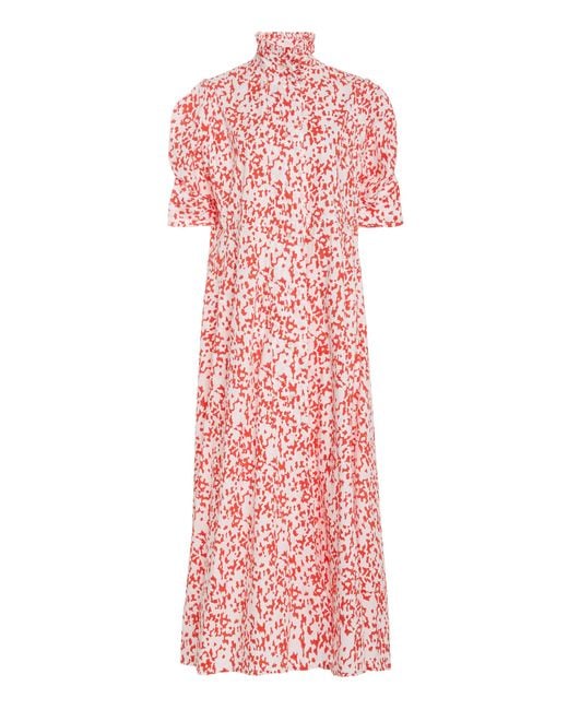 Thierry Colson Pink Venetia Floral-print Cotton Midi Dress