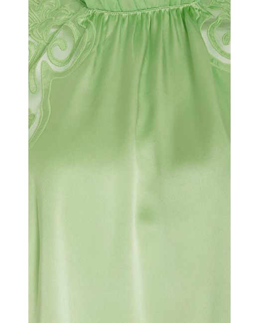 Ulla Johnson Green Elowen Lace-trimmed Silk Sleeveless Top