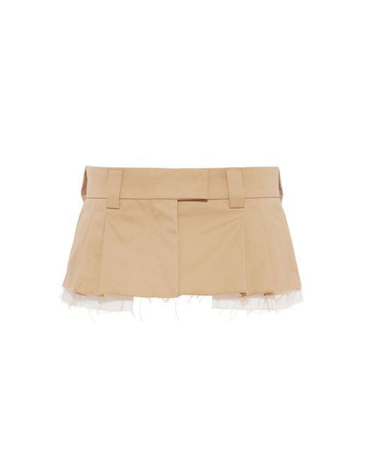 Miu Miu Exposed-pocket Pleated Cotton Low-rise Mini Skirt | Lyst