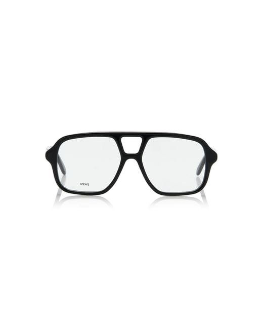 Loewe Black Slim Aviator-Frame Acetate Glasses