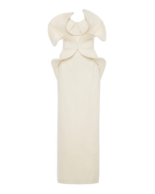 Del Core White Lily Sculpted Maxi Dress