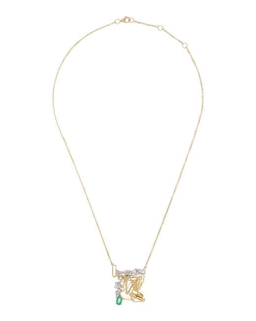 Yvonne Léon White Tangled 18k Yellow Gold Diamond Necklace