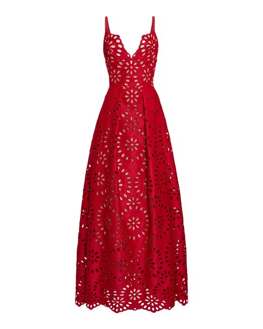 Elie Saab Embroidered Silk-blend Poplin Maxi Dress